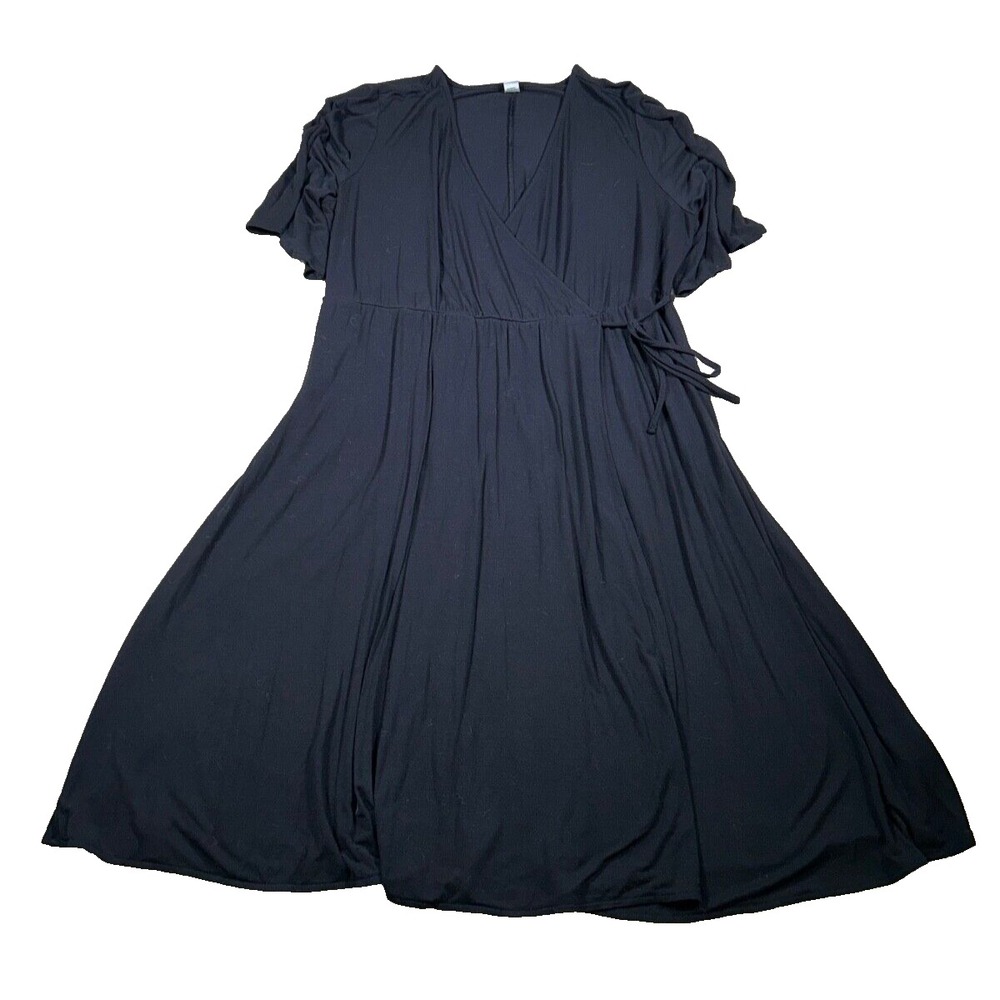 Old Navy‎ Womand Size 2X Black Faux Wrap V Neck Short Sleeve Dress